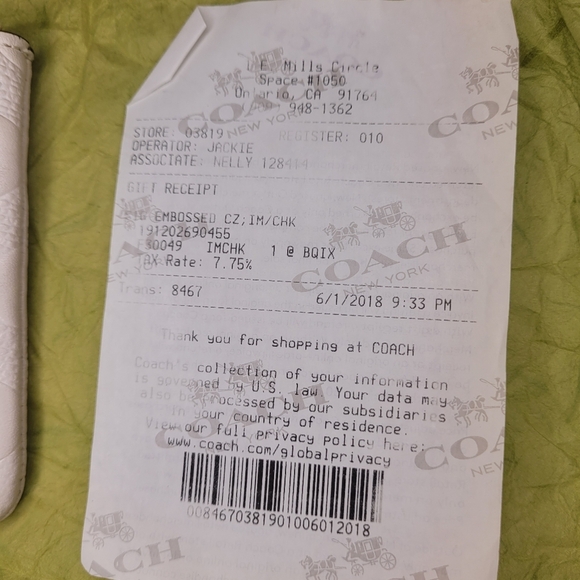 NWT Coach Signature Embossed White Leather Wristlet Wallet - Picture 10 of 11